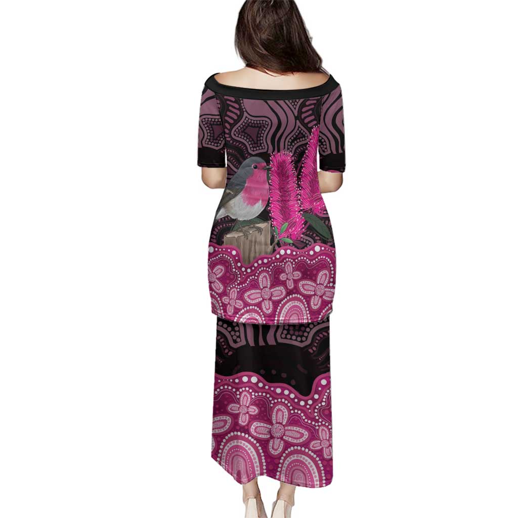 Australia Indigenous Family Matching Puletasi and Hawaiian Shirt Breast Cancer Pink Robin Bottlebrush Aboriginal Art - Vibe Hoodie