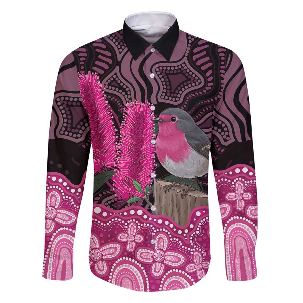 Australia Indigenous Family Matching Summer Maxi Dress and Hawaiian Shirt Breast Cancer Pink Robin Bottlebrush Aboriginal Art - Vibe Hoodie