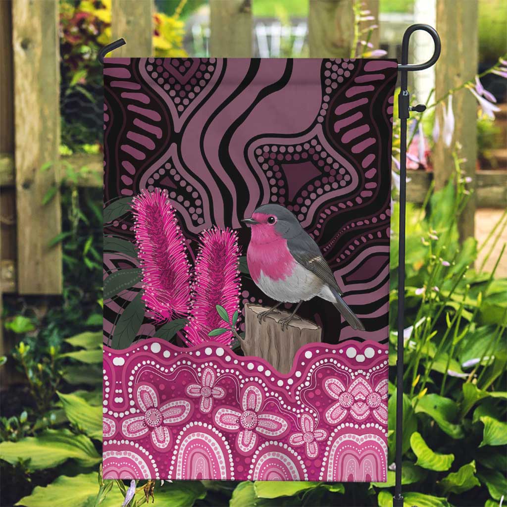 Australia Indigenous Garden Flag Breast Cancer Pink Robin Bottlebrush Aboriginal Art - Vibe Hoodie
