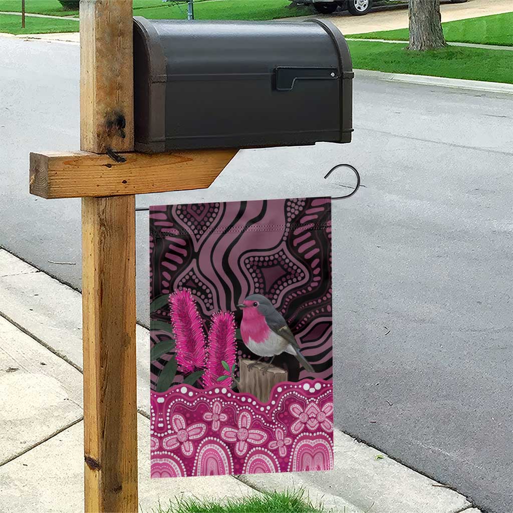 Australia Indigenous Garden Flag Breast Cancer Pink Robin Bottlebrush Aboriginal Art - Vibe Hoodie