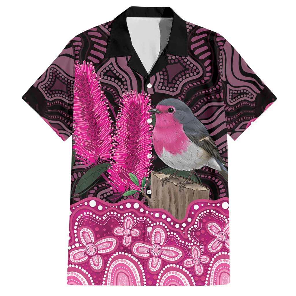 Australia Indigenous Hawaiian Shirt Breast Cancer Pink Robin Bottlebrush Aboriginal Art - Vibe Hoodie