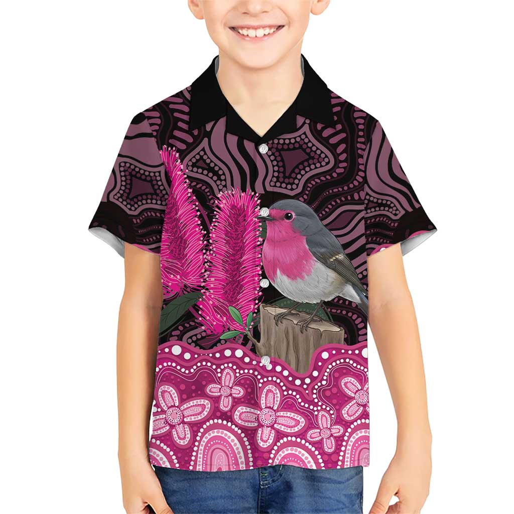 Australia Indigenous Hawaiian Shirt Breast Cancer Pink Robin Bottlebrush Aboriginal Art - Vibe Hoodie