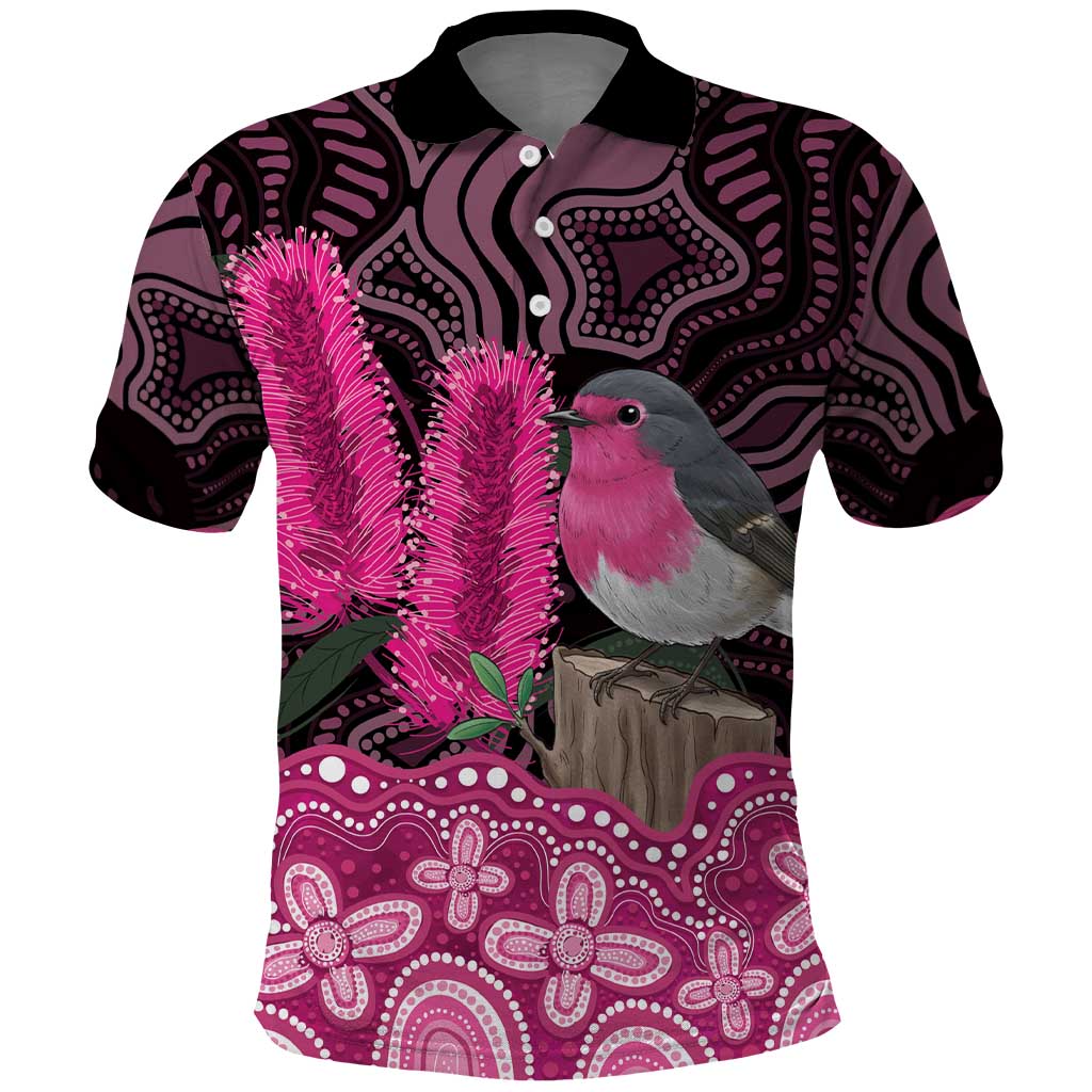 Australia Indigenous Polo Shirt Breast Cancer Pink Robin Bottlebrush Aboriginal Art - Vibe Hoodie