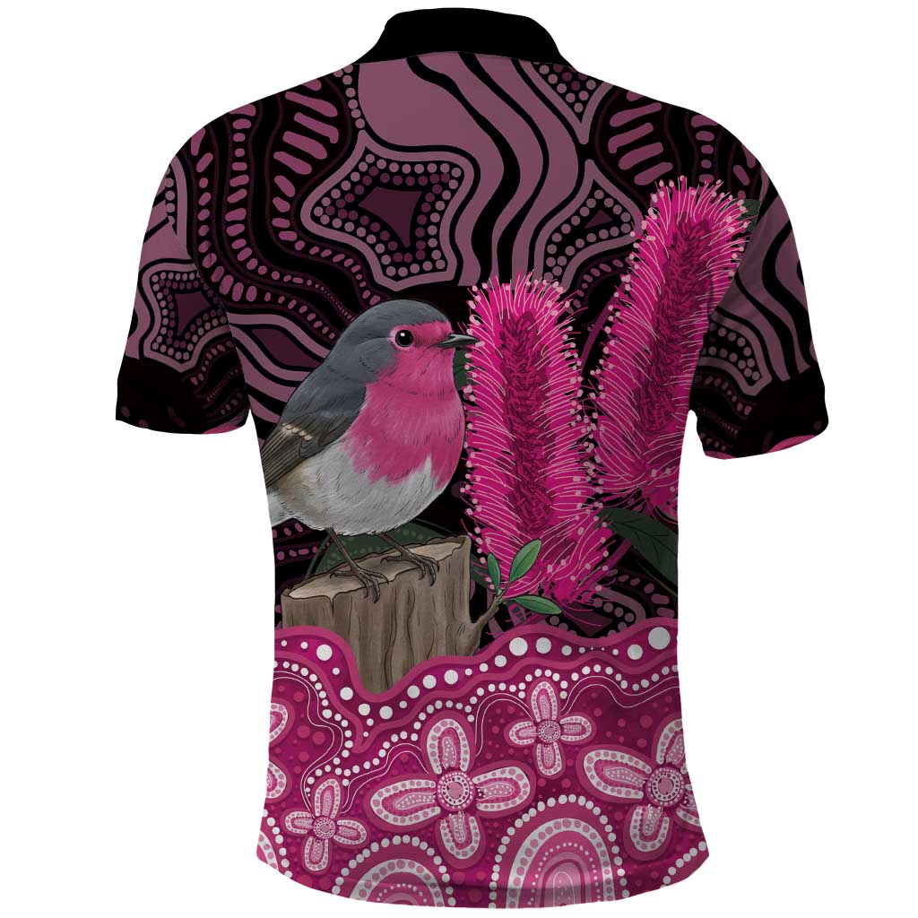 Australia Indigenous Polo Shirt Breast Cancer Pink Robin Bottlebrush Aboriginal Art - Vibe Hoodie