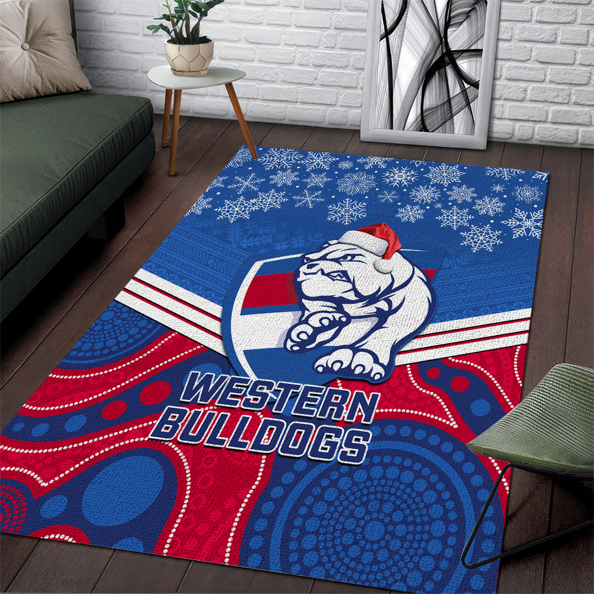 Bulldogs Football Christmas Area Rug Merry Xmas 2023 Mix Aboriginal Art - Vibe Hoodie Shop