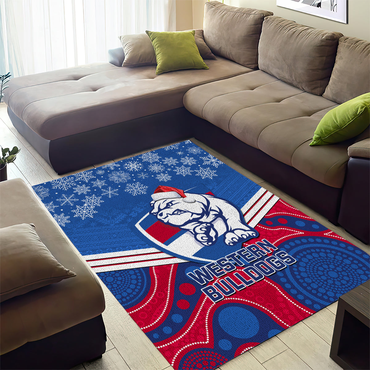 Bulldogs Football Christmas Area Rug Merry Xmas 2023 Mix Aboriginal Art - Vibe Hoodie Shop