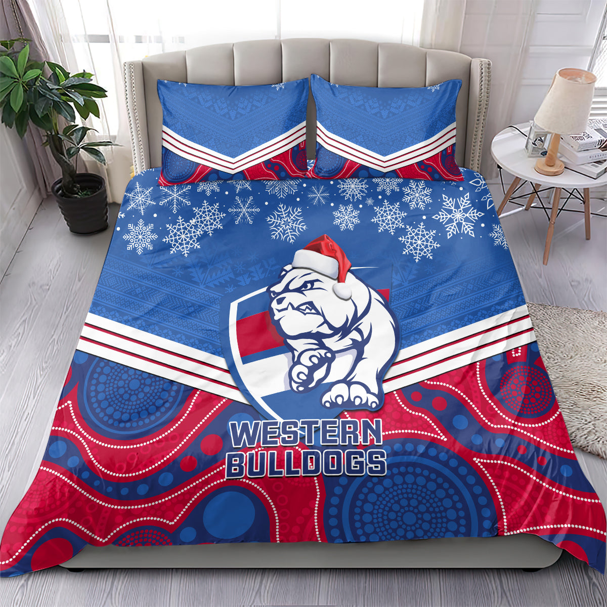 Bulldogs Football Christmas Bedding Set Merry Xmas 2023 Mix Aboriginal Art - Vibe Hoodie Shop