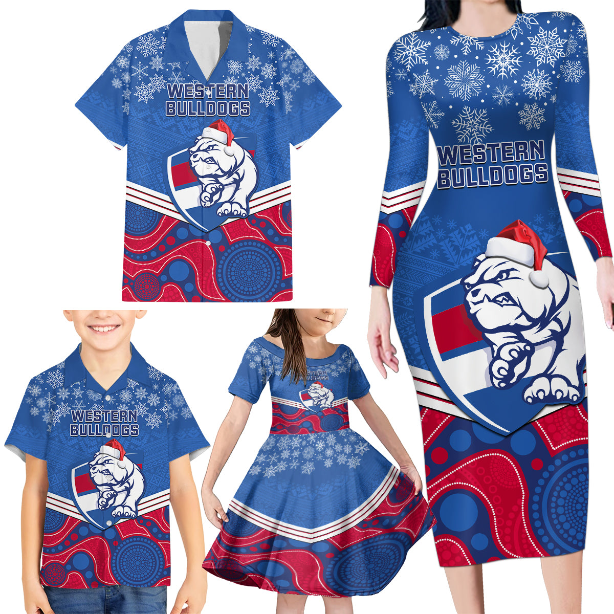 custom-bulldogs-football-christmas-family-matching-long-sleeve-bodycon-dress-and-hawaiian-shirt-merry-xmas-2023-mix-aboriginal-art