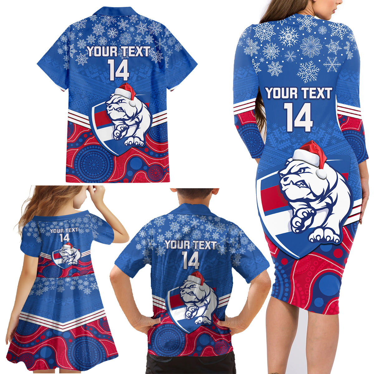 custom-bulldogs-football-christmas-family-matching-long-sleeve-bodycon-dress-and-hawaiian-shirt-merry-xmas-2023-mix-aboriginal-art