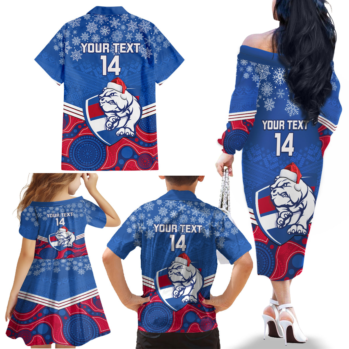 custom-bulldogs-football-christmas-family-matching-off-shoulder-long-sleeve-dress-and-hawaiian-shirt-merry-xmas-2023-mix-aboriginal-art