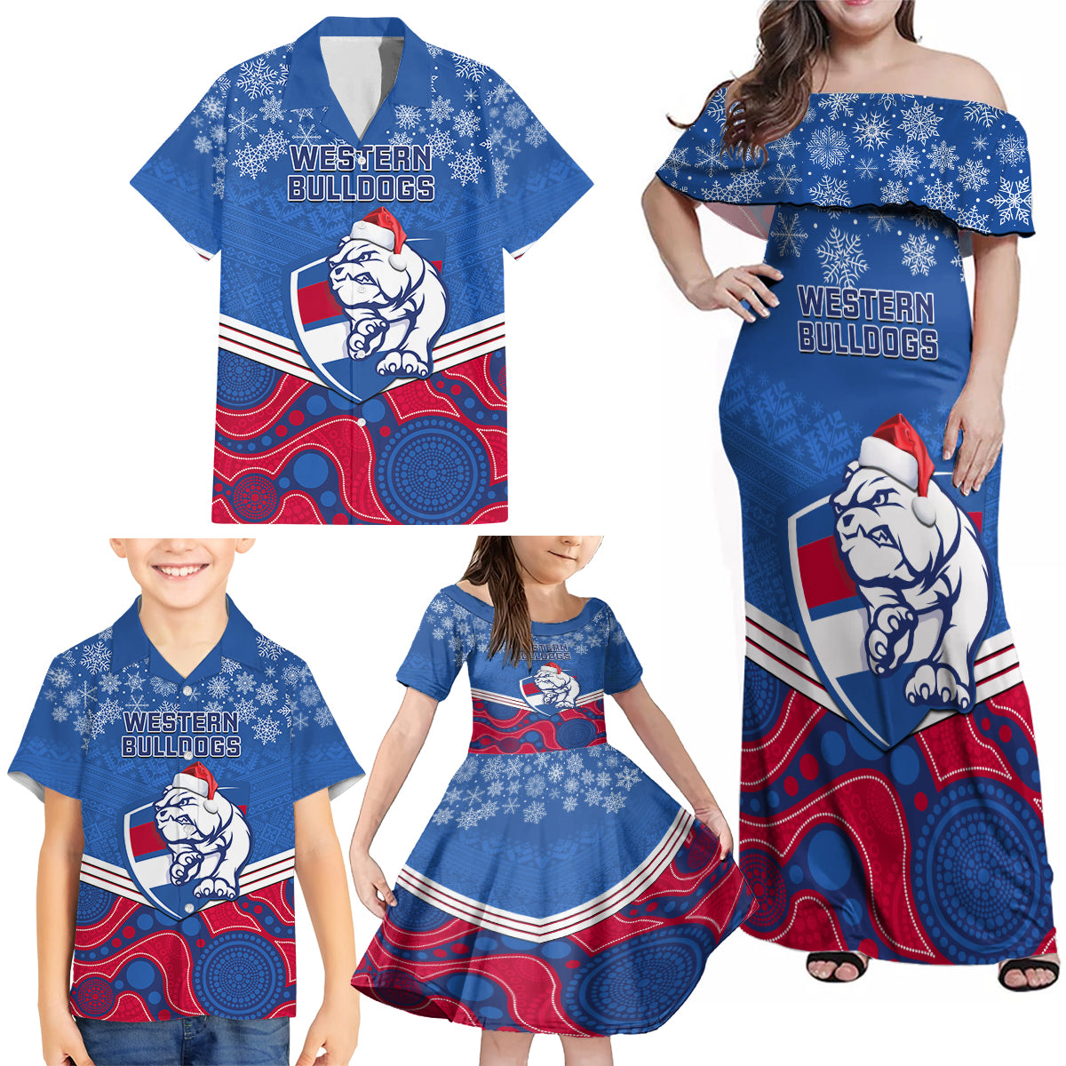 custom-bulldogs-football-christmas-family-matching-off-shoulder-maxi-dress-and-hawaiian-shirt-merry-xmas-2023-mix-aboriginal-art