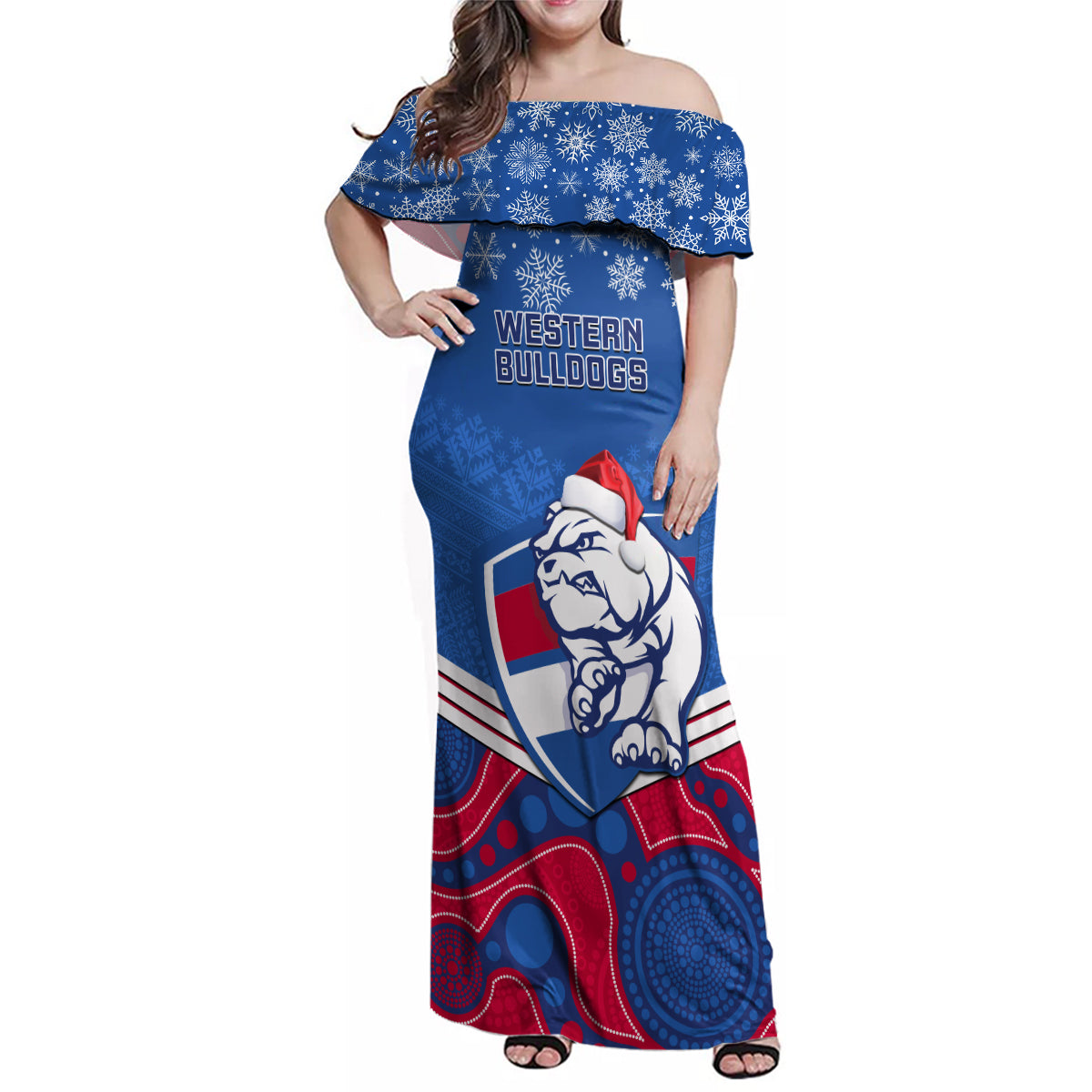 custom-bulldogs-football-christmas-family-matching-off-shoulder-maxi-dress-and-hawaiian-shirt-merry-xmas-2023-mix-aboriginal-art