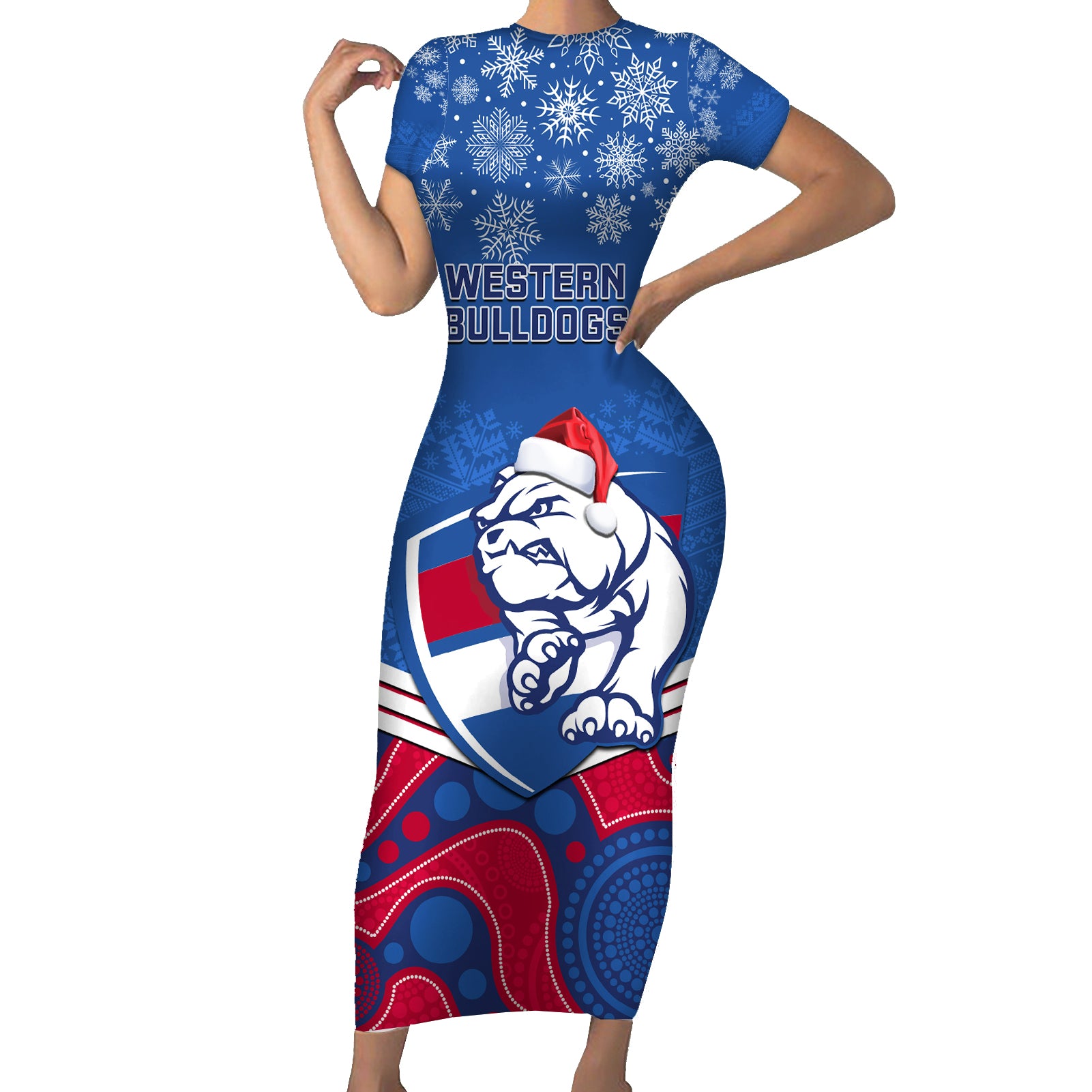 custom-bulldogs-football-christmas-family-matching-short-sleeve-bodycon-dress-and-hawaiian-shirt-merry-xmas-2023-mix-aboriginal-art