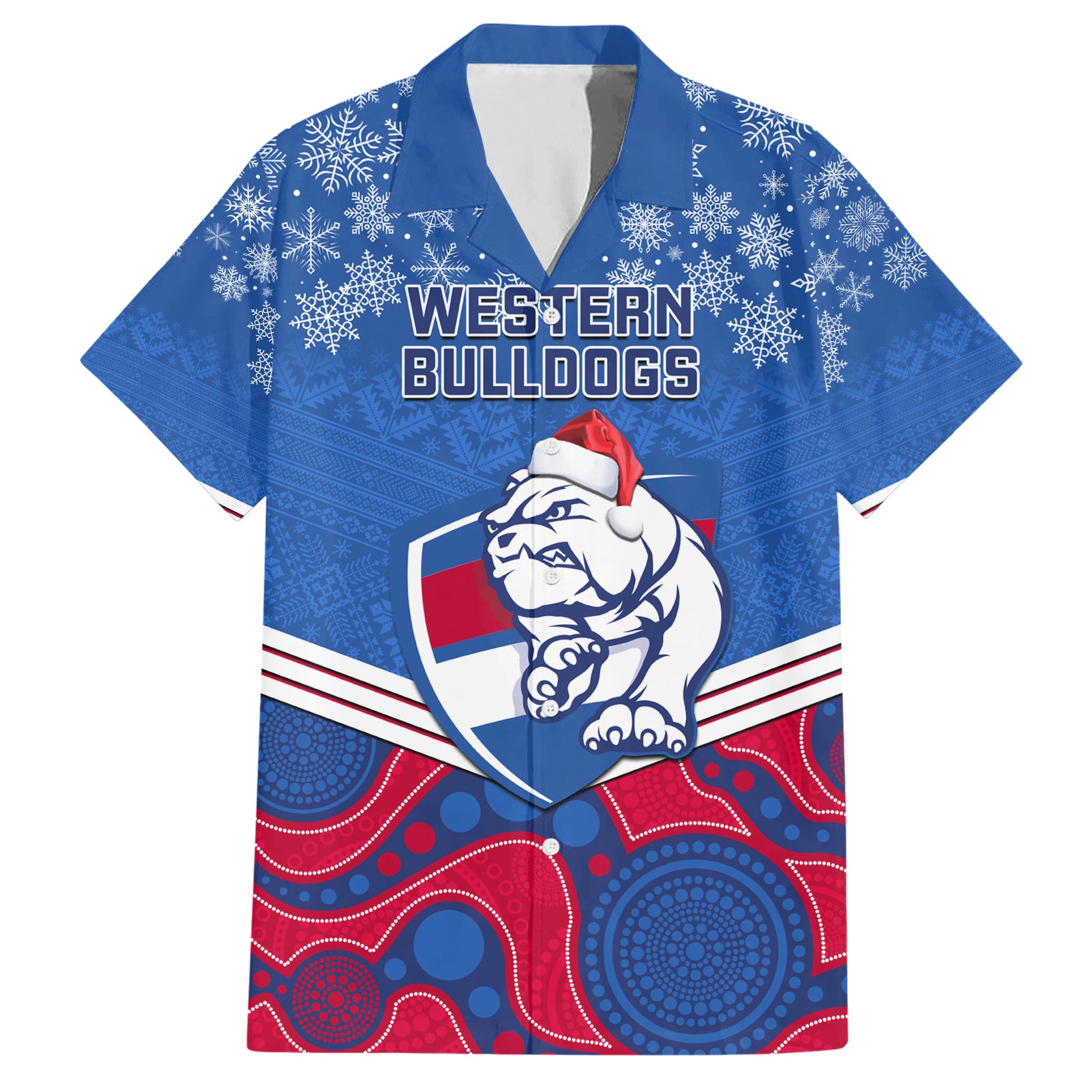 Custom Bulldogs Football Christmas Hawaiian Shirt Merry Xmas 2023 Mix Aboriginal Art - Vibe Hoodie Shop