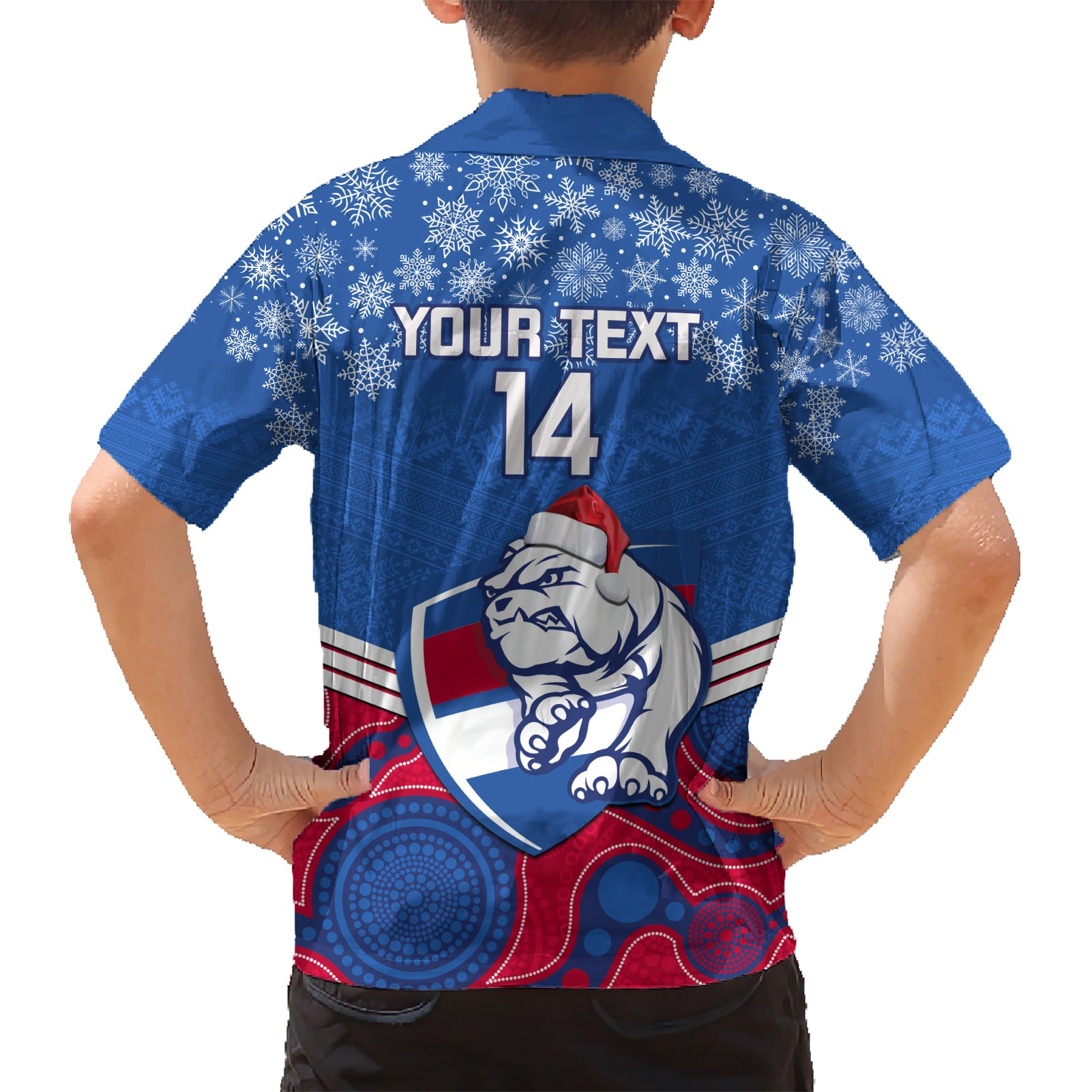 Custom Bulldogs Football Christmas Hawaiian Shirt Merry Xmas 2023 Mix Aboriginal Art - Vibe Hoodie Shop