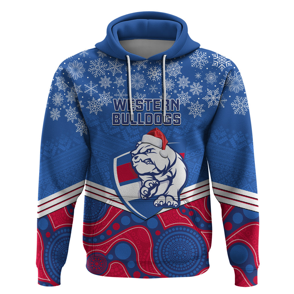 Custom Bulldogs Football Christmas Hoodie Merry Xmas 2023 Mix Aboriginal Art - Vibe Hoodie Shop