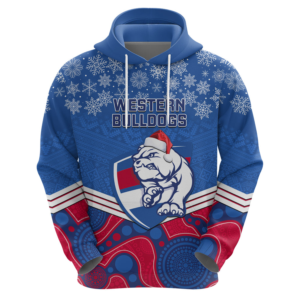 Custom Bulldogs Football Christmas Hoodie Merry Xmas 2023 Mix Aboriginal Art - Vibe Hoodie Shop