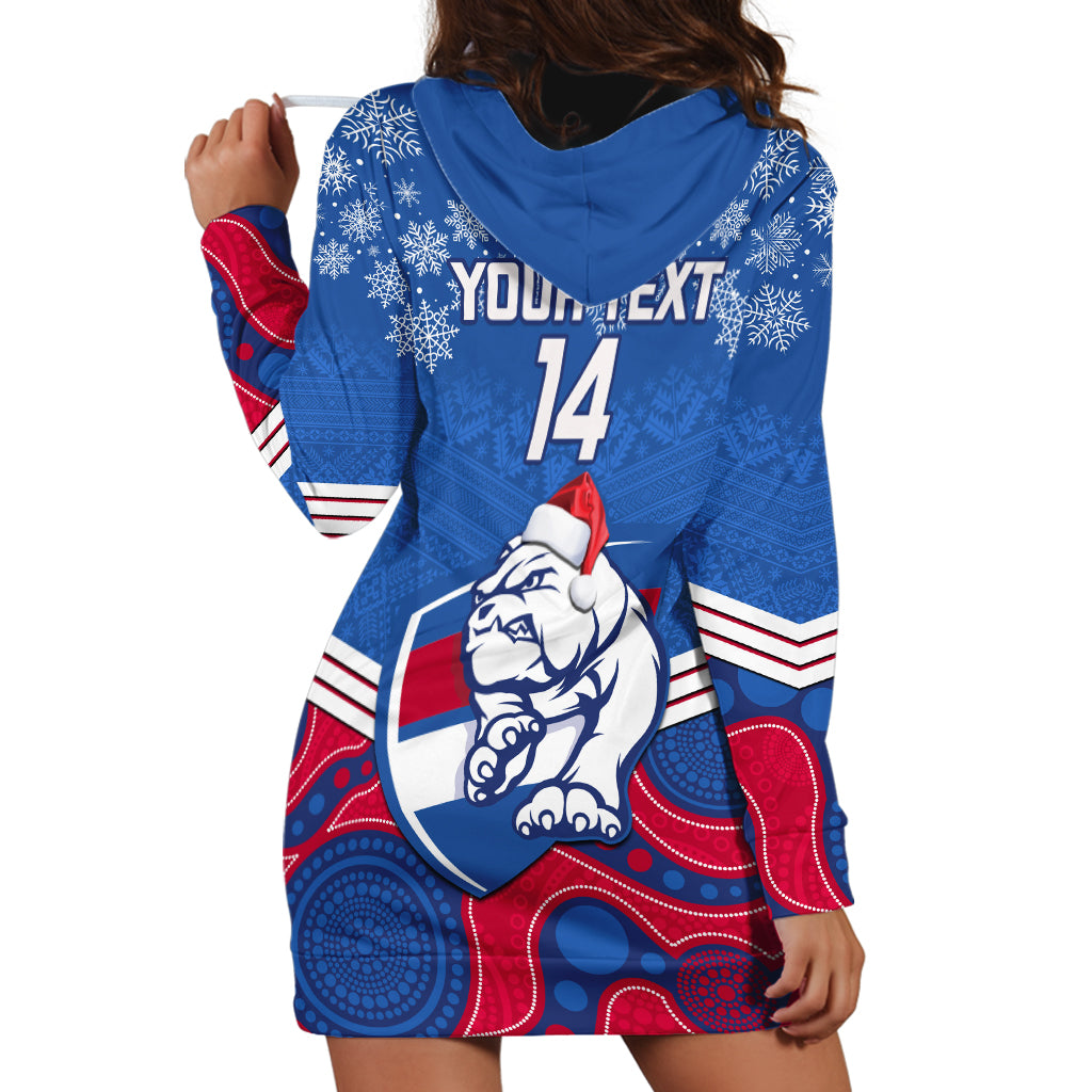 Custom Bulldogs Football Christmas Hoodie Dress Merry Xmas 2023 Mix Aboriginal Art - Vibe Hoodie Shop