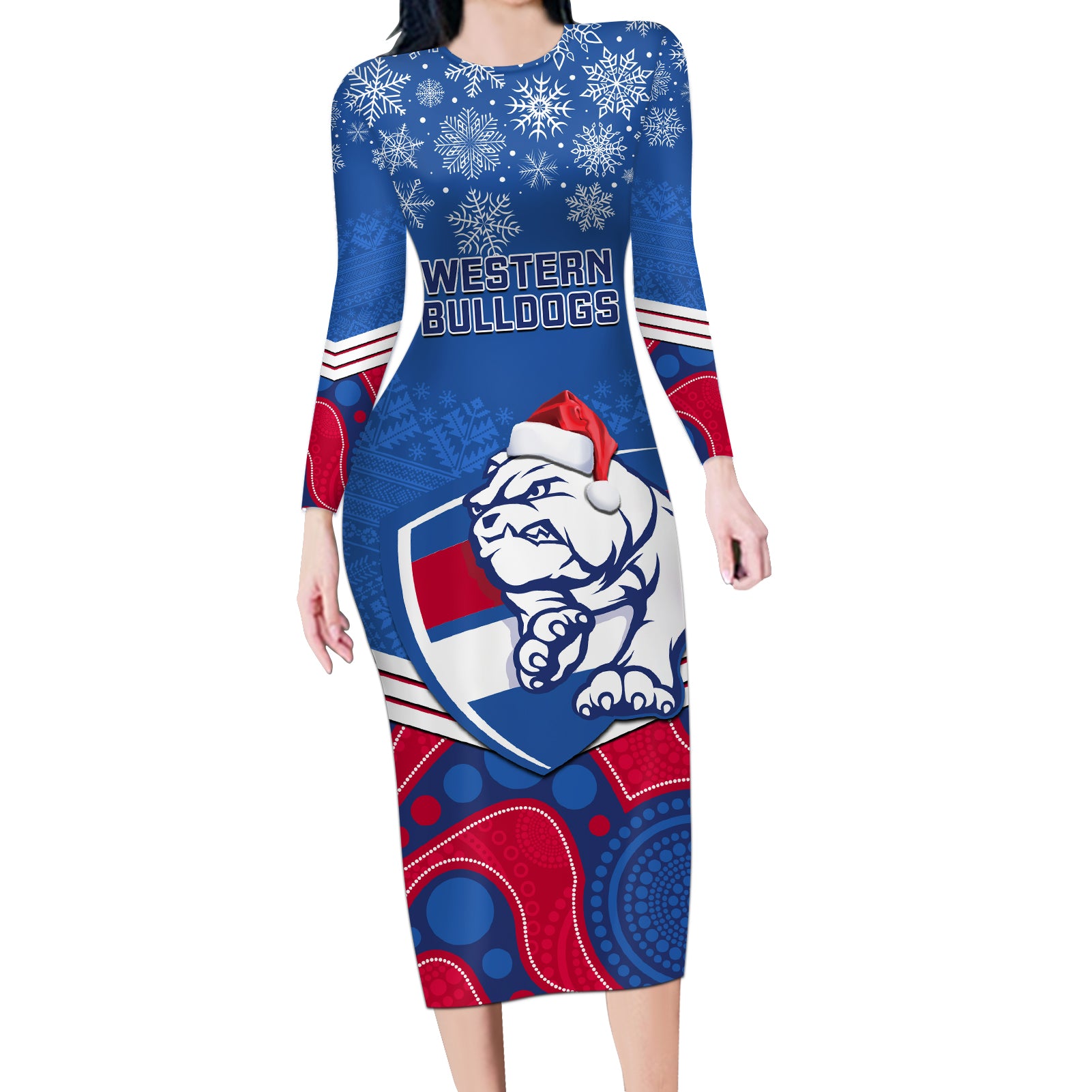 custom-bulldogs-football-christmas-long-sleeve-bodycon-dress-merry-xmas-2023-mix-aboriginal-art