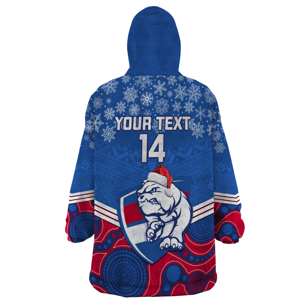 Custom Bulldogs Football Christmas Wearable Blanket Hoodie Merry Xmas 2023 Mix Aboriginal Art - Vibe Hoodie Shop