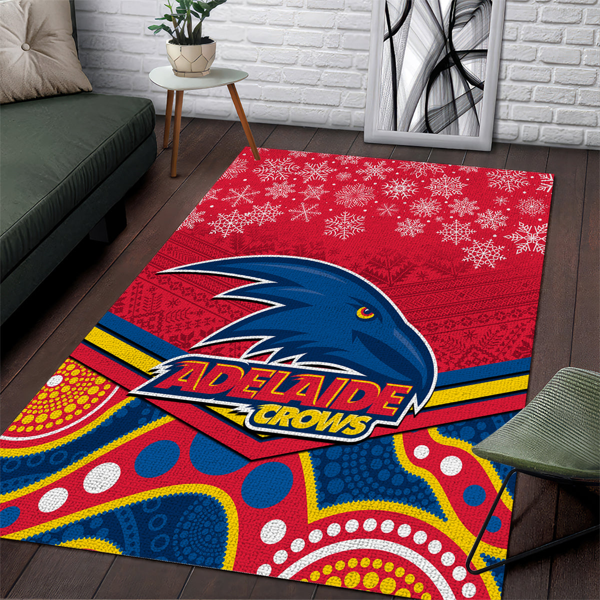 Adelaide Crows Football Christmas Area Rug Merry Xmas 2023 Mix Aboriginal Art - Vibe Hoodie Shop