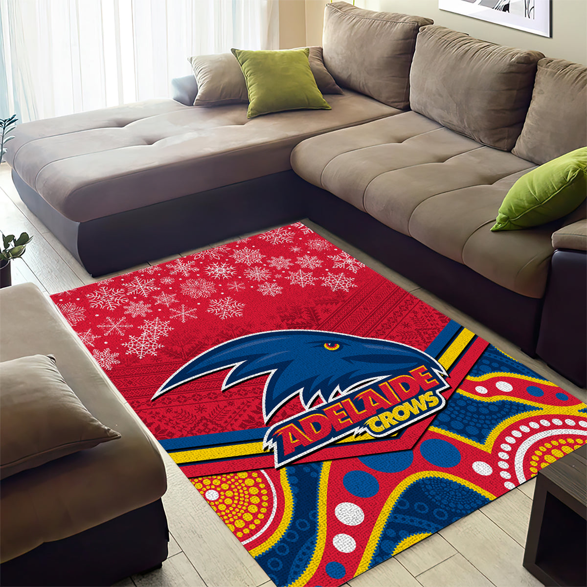 Adelaide Crows Football Christmas Area Rug Merry Xmas 2023 Mix Aboriginal Art - Vibe Hoodie Shop