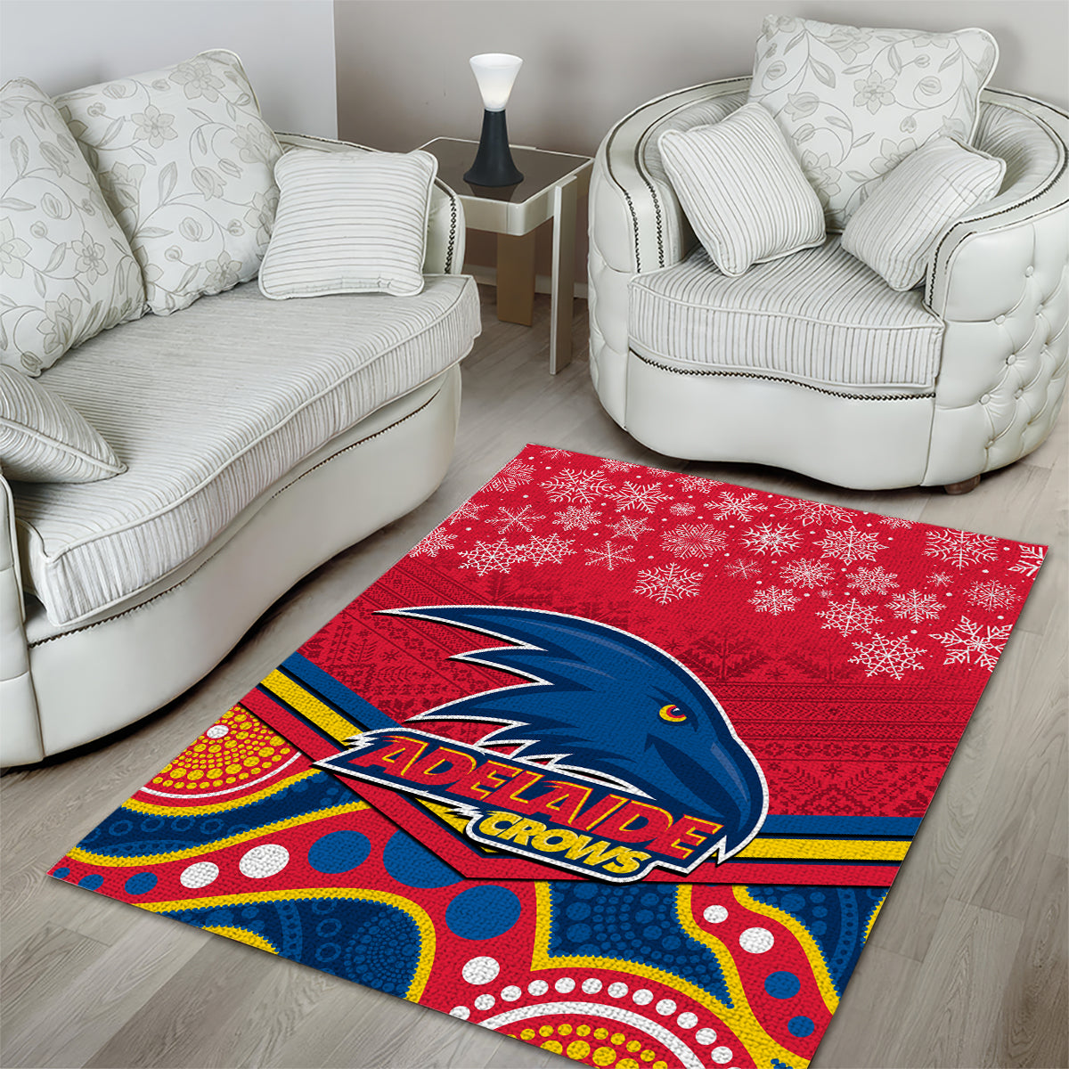 Adelaide Crows Football Christmas Area Rug Merry Xmas 2023 Mix Aboriginal Art - Vibe Hoodie Shop