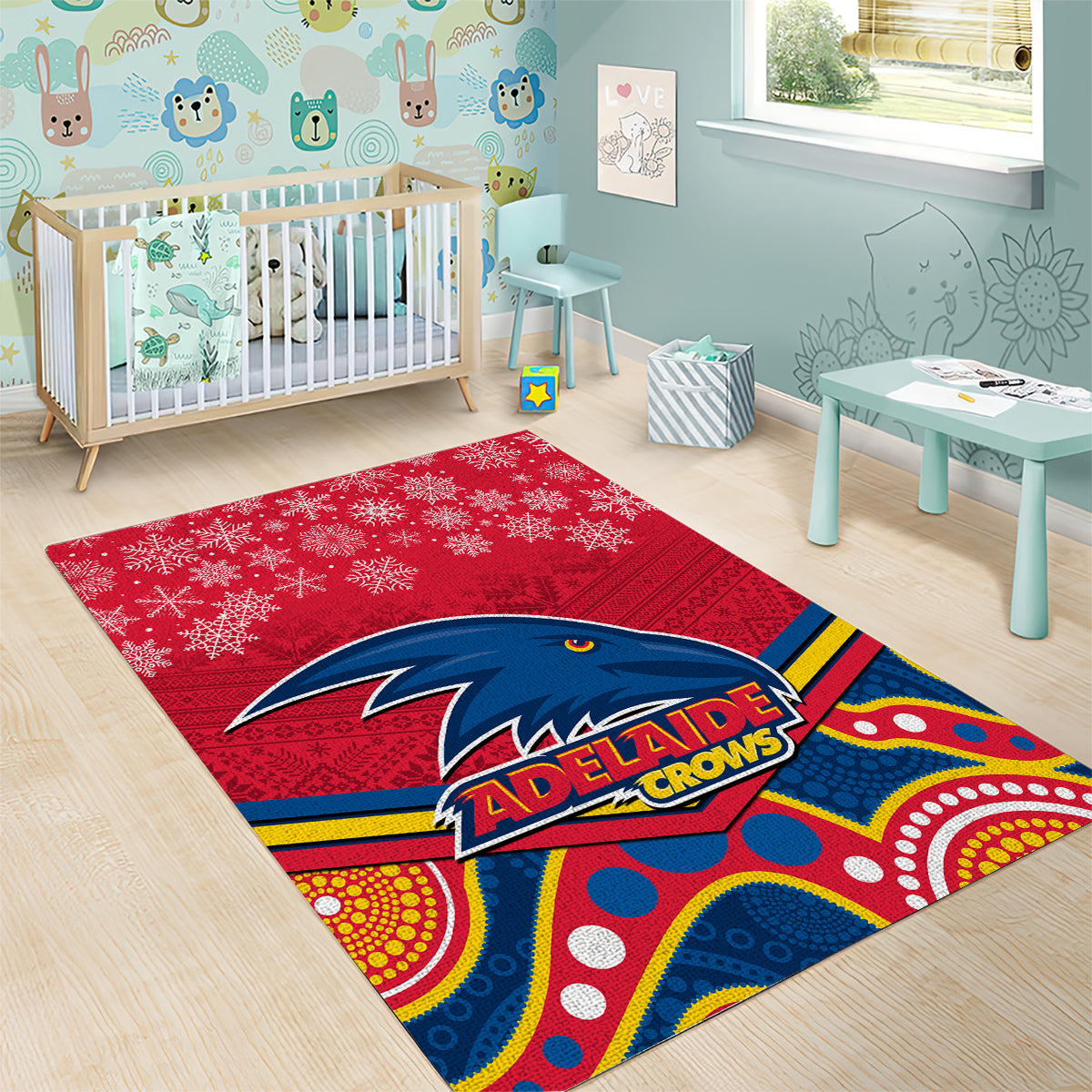 Adelaide Crows Football Christmas Area Rug Merry Xmas 2023 Mix Aboriginal Art - Vibe Hoodie Shop