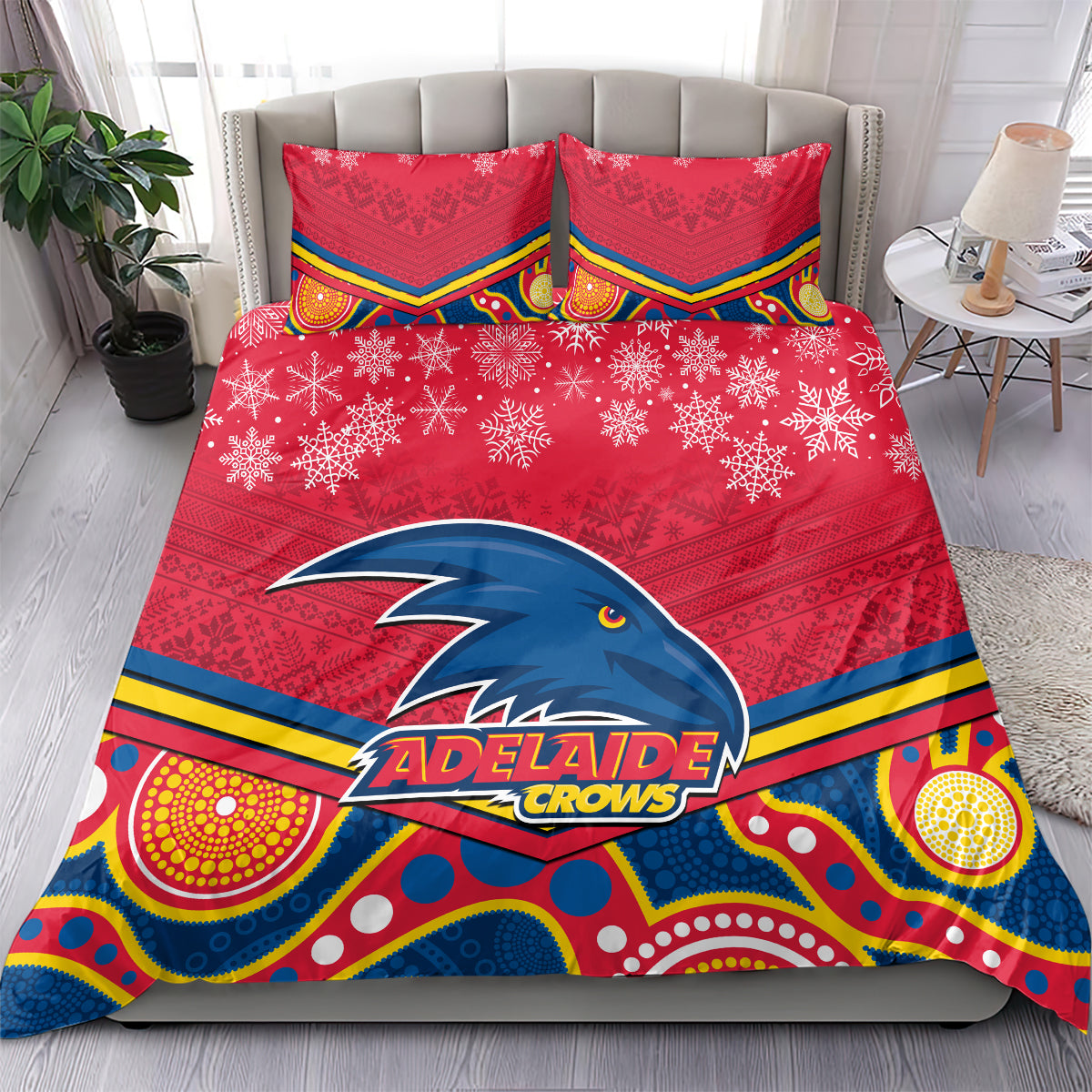 Adelaide Crows Football Christmas Bedding Set Merry Xmas 2023 Mix Aboriginal Art - Vibe Hoodie Shop