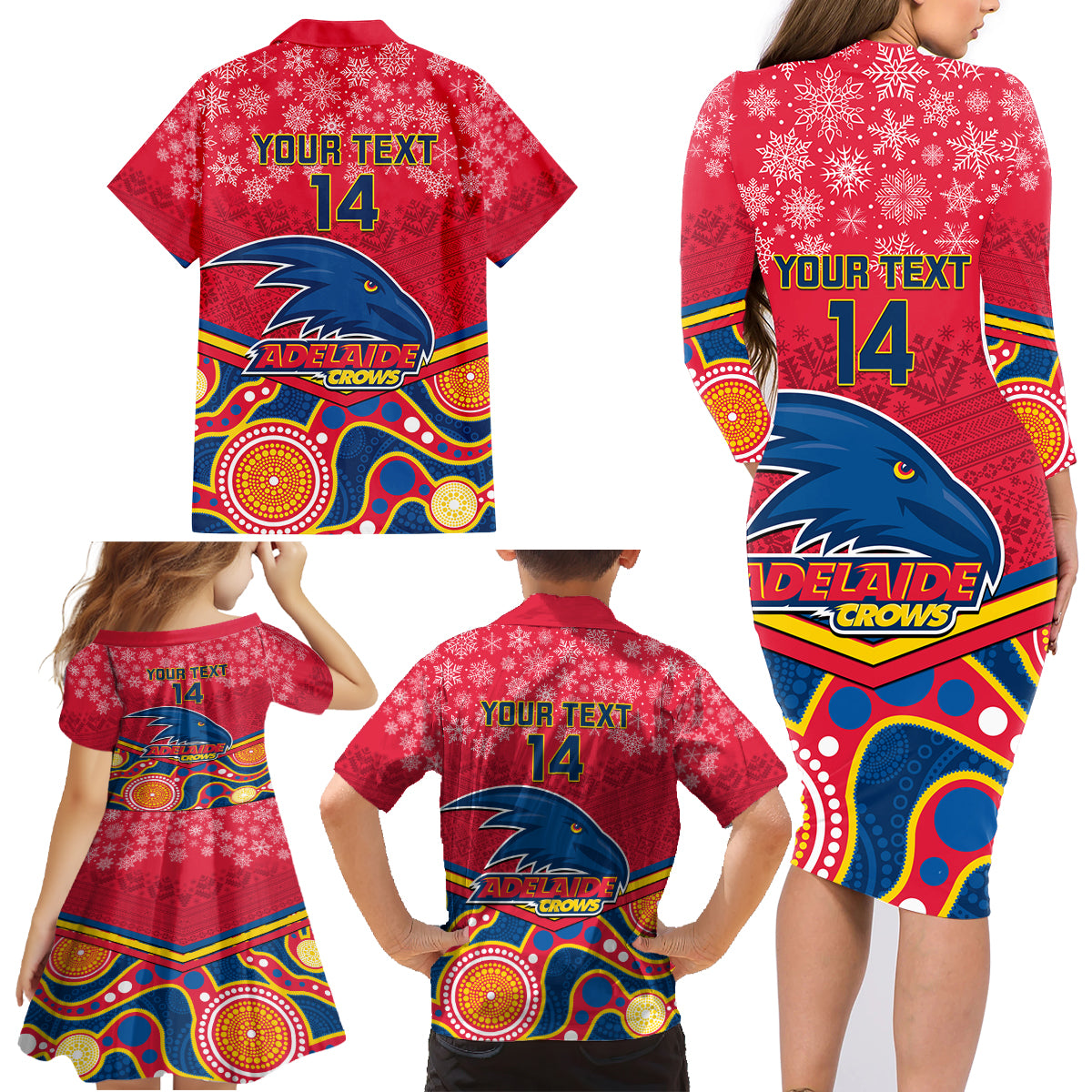 custom-adelaide-crows-football-christmas-family-matching-long-sleeve-bodycon-dress-and-hawaiian-shirt-merry-xmas-2023-mix-aboriginal-art