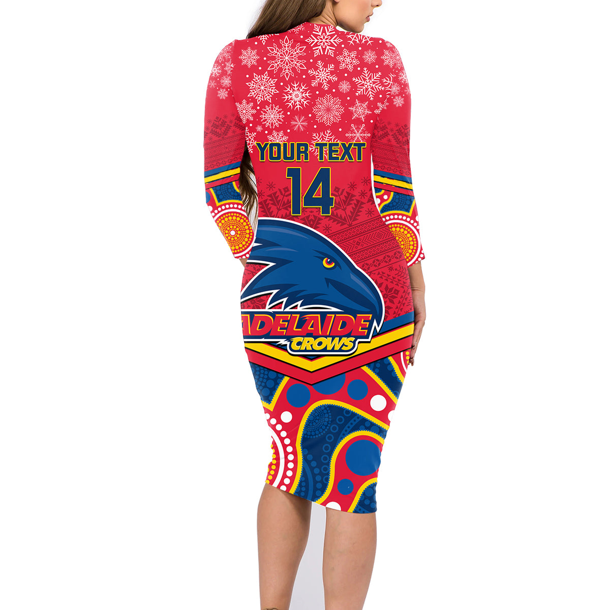 custom-adelaide-crows-football-christmas-family-matching-long-sleeve-bodycon-dress-and-hawaiian-shirt-merry-xmas-2023-mix-aboriginal-art