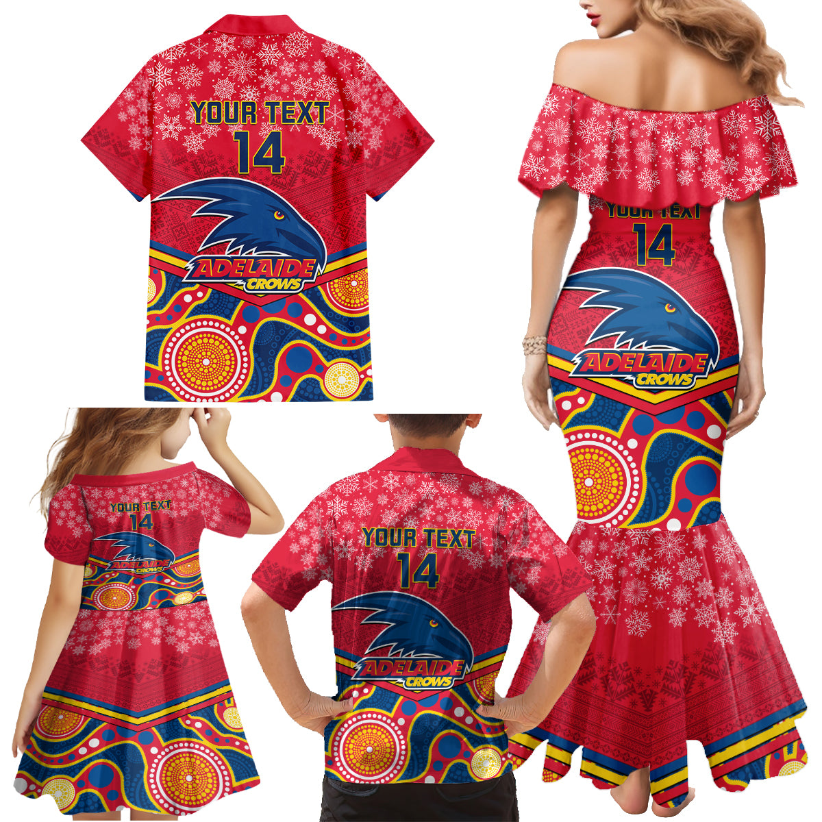 custom-adelaide-crows-football-christmas-family-matching-mermaid-dress-and-hawaiian-shirt-merry-xmas-2023-mix-aboriginal-art