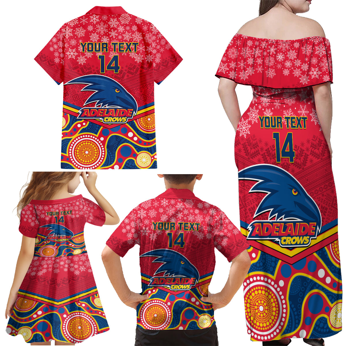 custom-adelaide-crows-football-christmas-family-matching-off-shoulder-maxi-dress-and-hawaiian-shirt-merry-xmas-2023-mix-aboriginal-art