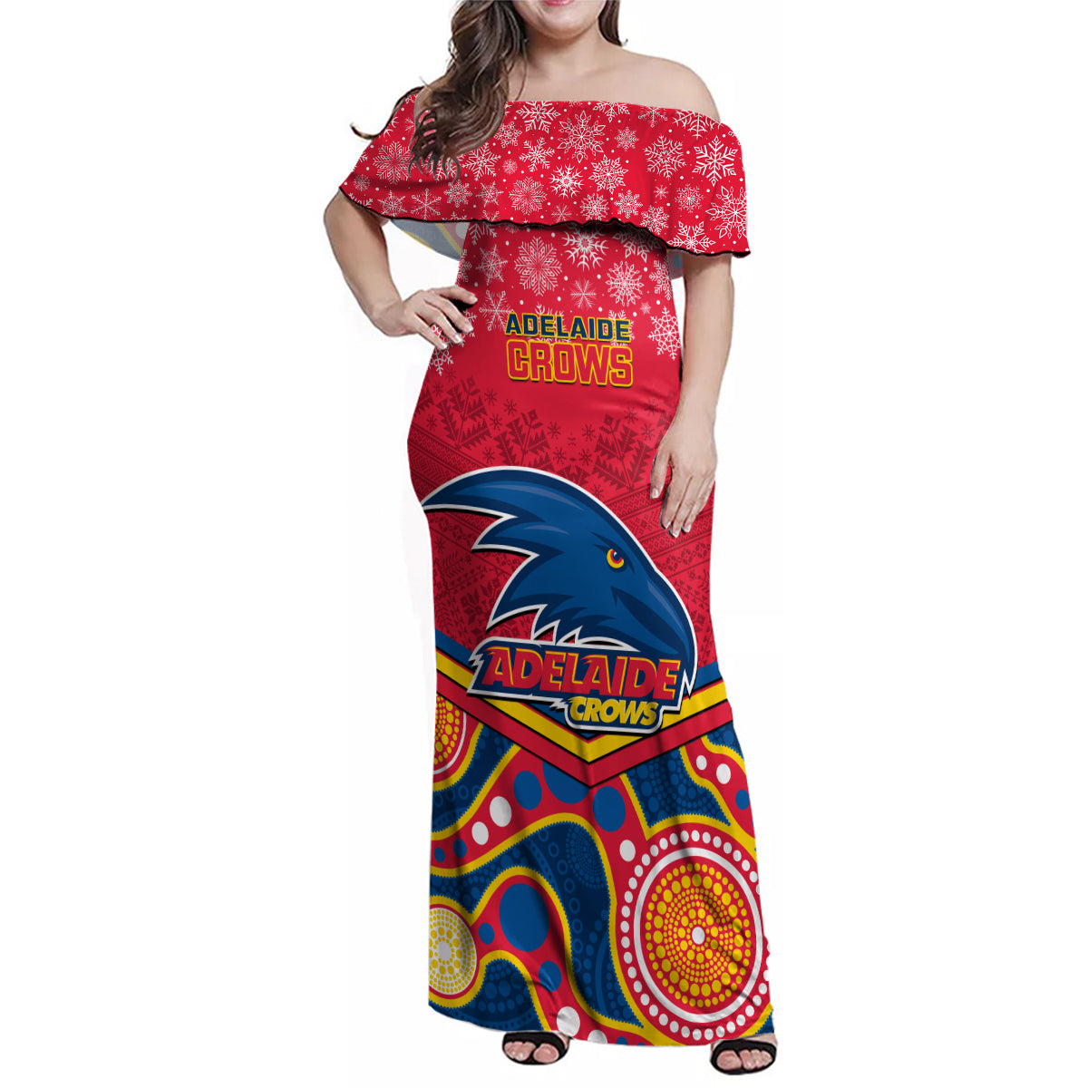 custom-adelaide-crows-football-christmas-family-matching-off-shoulder-maxi-dress-and-hawaiian-shirt-merry-xmas-2023-mix-aboriginal-art