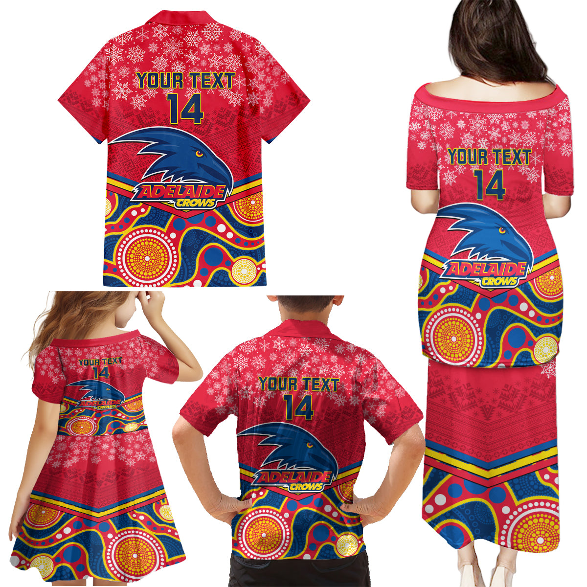 custom-adelaide-crows-football-christmas-family-matching-puletasi-dress-and-hawaiian-shirt-merry-xmas-2023-mix-aboriginal-art