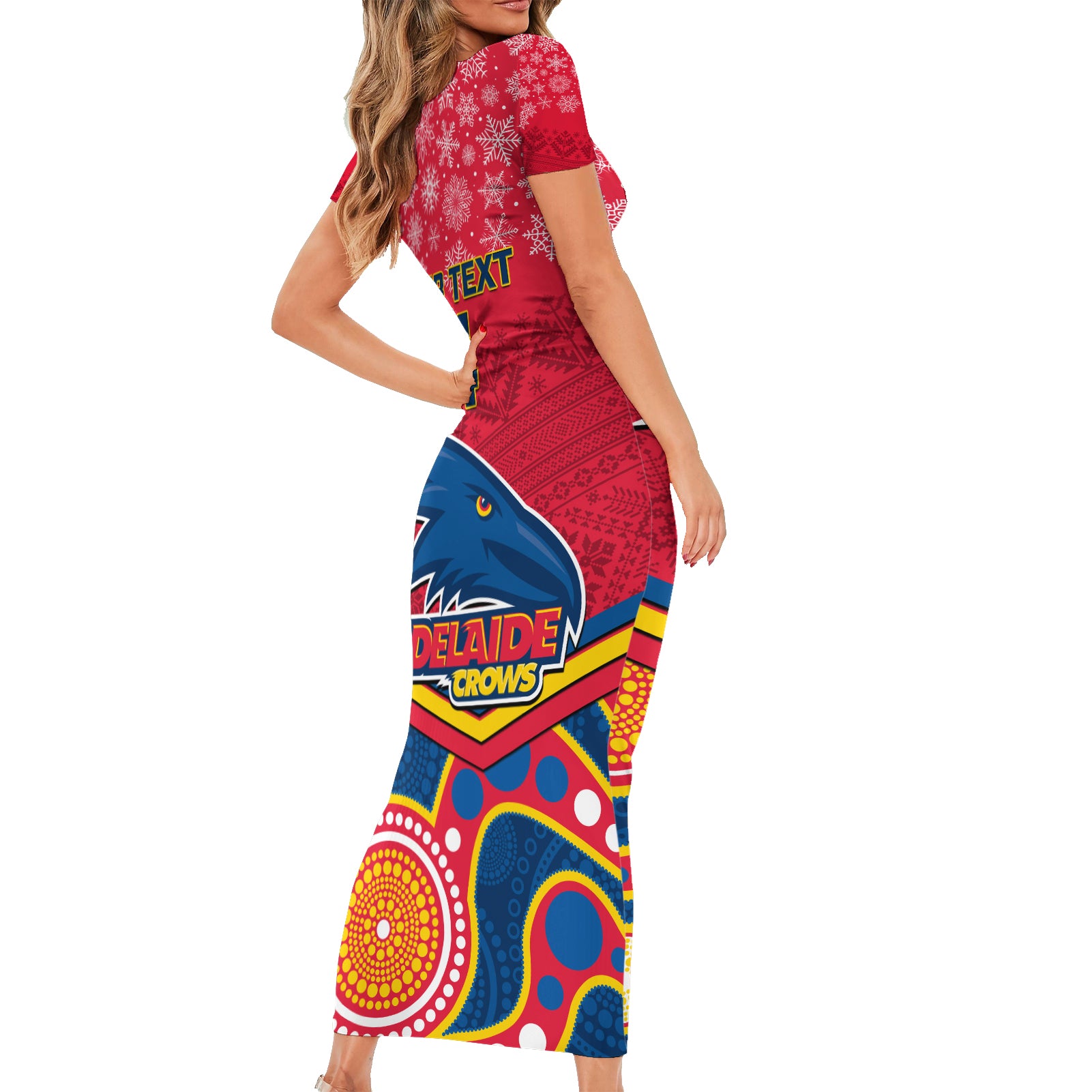 custom-adelaide-crows-football-christmas-family-matching-short-sleeve-bodycon-dress-and-hawaiian-shirt-merry-xmas-2023-mix-aboriginal-art