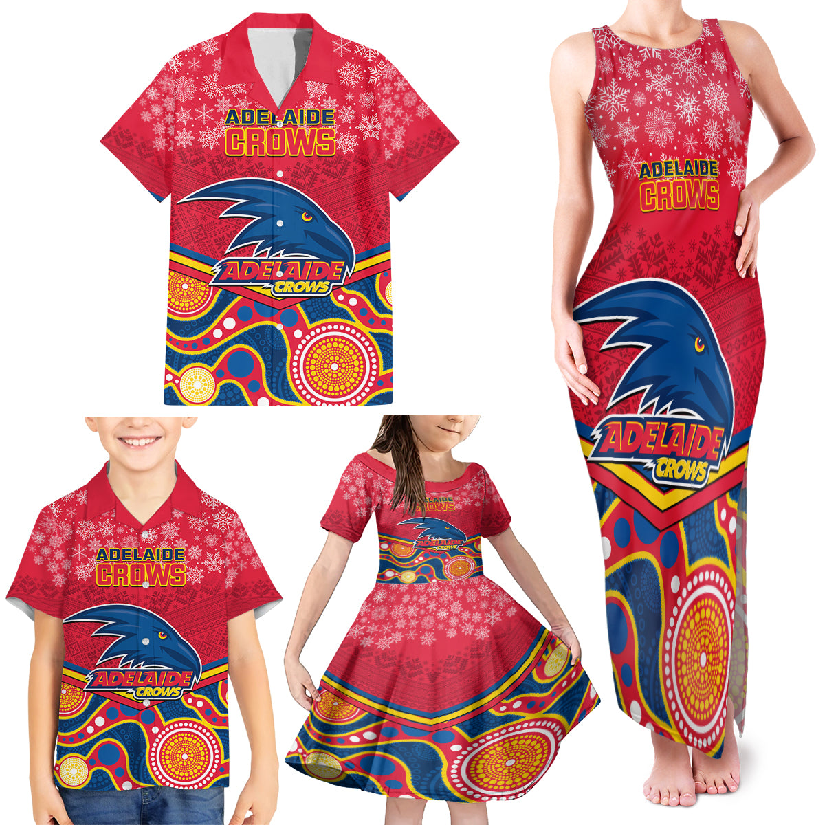 custom-adelaide-crows-football-christmas-family-matching-tank-maxi-dress-and-hawaiian-shirt-merry-xmas-2023-mix-aboriginal-art