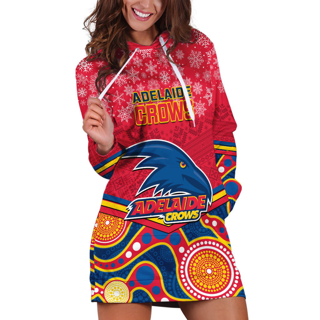 Custom Adelaide Crows Football Christmas Hoodie Dress Merry Xmas 2023 Mix Aboriginal Art - Vibe Hoodie Shop