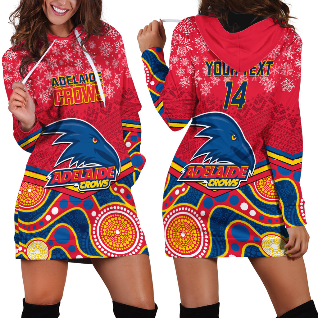 Custom Adelaide Crows Football Christmas Hoodie Dress Merry Xmas 2023 Mix Aboriginal Art - Vibe Hoodie Shop