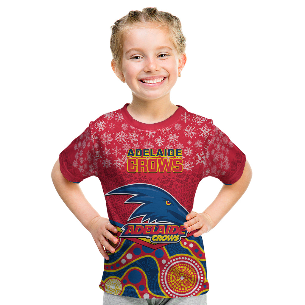 Custom Adelaide Crows Football Christmas Kid T Shirt Merry Xmas 2023 Mix Aboriginal Art - Vibe Hoodie Shop