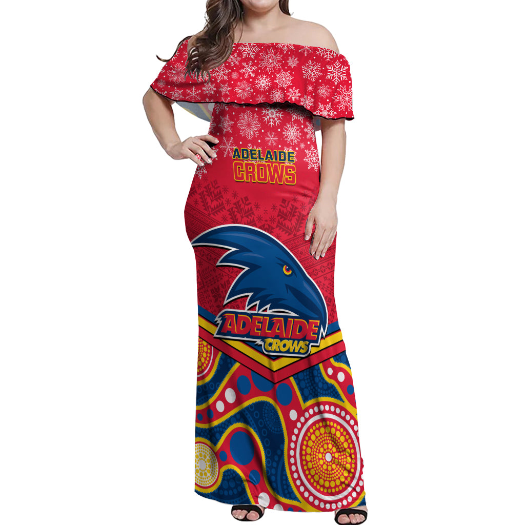 custom-adelaide-crows-football-christmas-off-shoulder-maxi-dress-merry-xmas-2023-mix-aboriginal-art