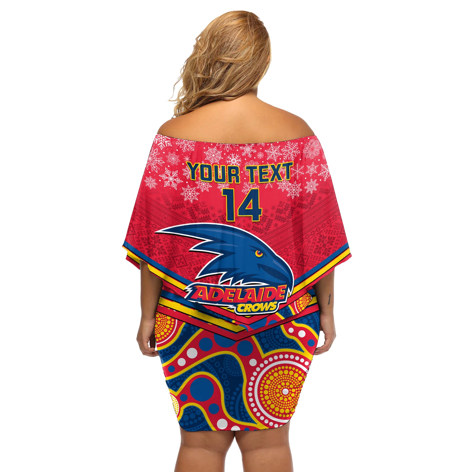 custom-adelaide-crows-football-christmas-off-shoulder-short-dress-merry-xmas-2023-mix-aboriginal-art