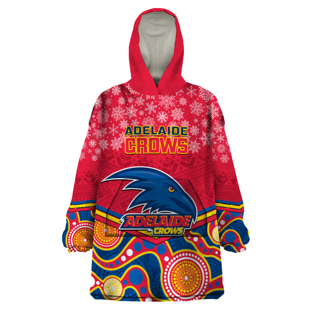 Custom Adelaide Crows Football Christmas Wearable Blanket Hoodie Merry Xmas 2023 Mix Aboriginal Art - Vibe Hoodie Shop