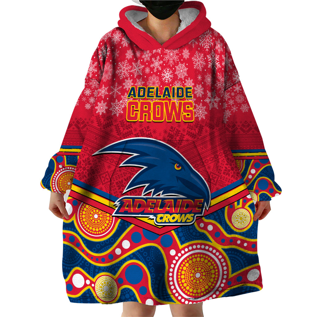 Custom Adelaide Crows Football Christmas Wearable Blanket Hoodie Merry Xmas 2023 Mix Aboriginal Art - Vibe Hoodie Shop