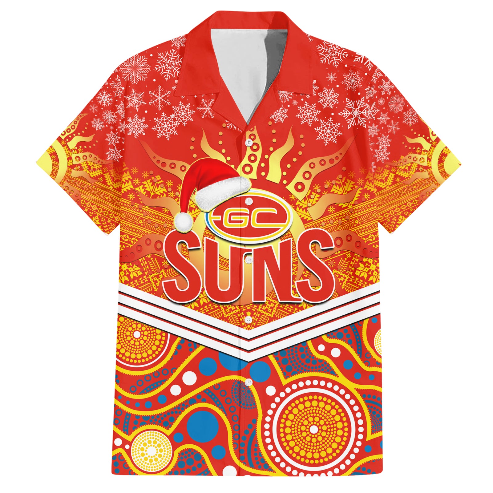 Custom Suns Football Christmas Hawaiian Shirt Merry Xmas 2023 Mix Aboriginal Art - Vibe Hoodie Shop