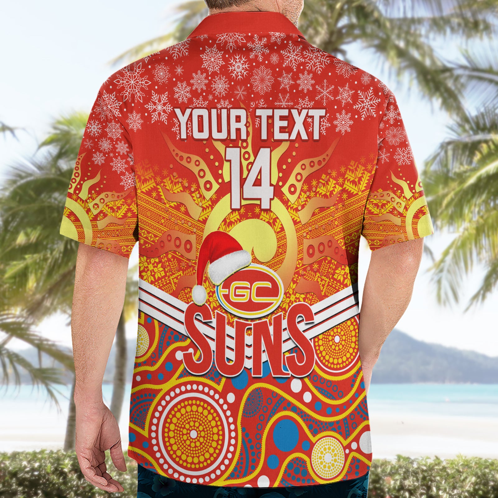 Custom Suns Football Christmas Hawaiian Shirt Merry Xmas 2023 Mix Aboriginal Art - Vibe Hoodie Shop