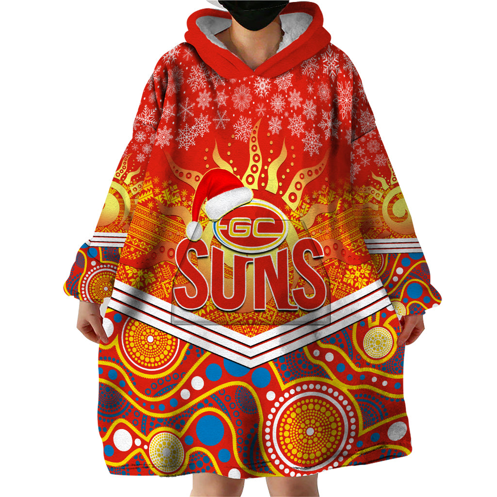 Custom Suns Football Christmas Wearable Blanket Hoodie Merry Xmas 2023 Mix Aboriginal Art - Vibe Hoodie Shop