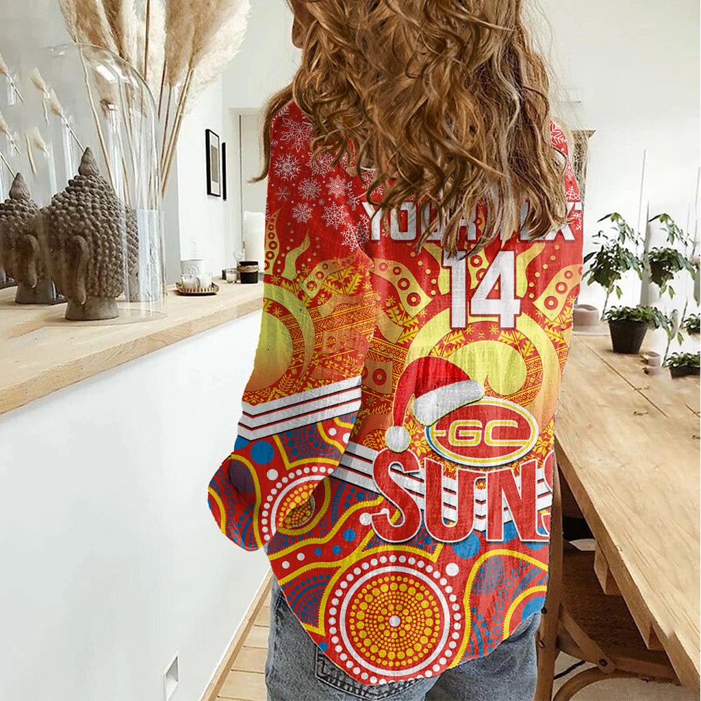 Custom Suns Football Christmas Women Casual Shirt Merry Xmas 2023 Mix Aboriginal Art - Vibe Hoodie Shop