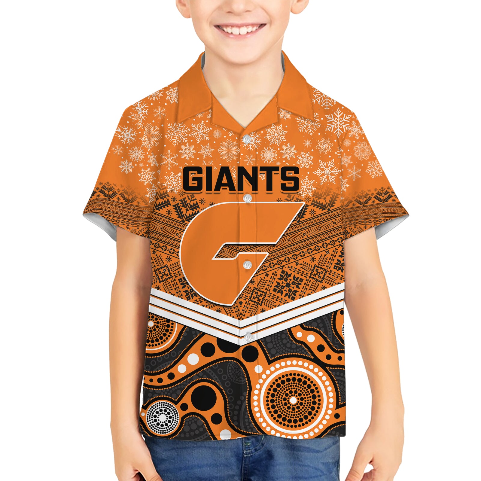 Custom Giants Football Christmas Hawaiian Shirt Merry Xmas 2023 Mix Aboriginal Art - Vibe Hoodie Shop