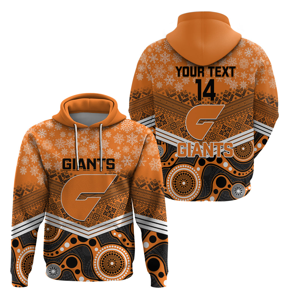 Custom Giants Football Christmas Hoodie Merry Xmas 2023 Mix Aboriginal Art - Vibe Hoodie Shop